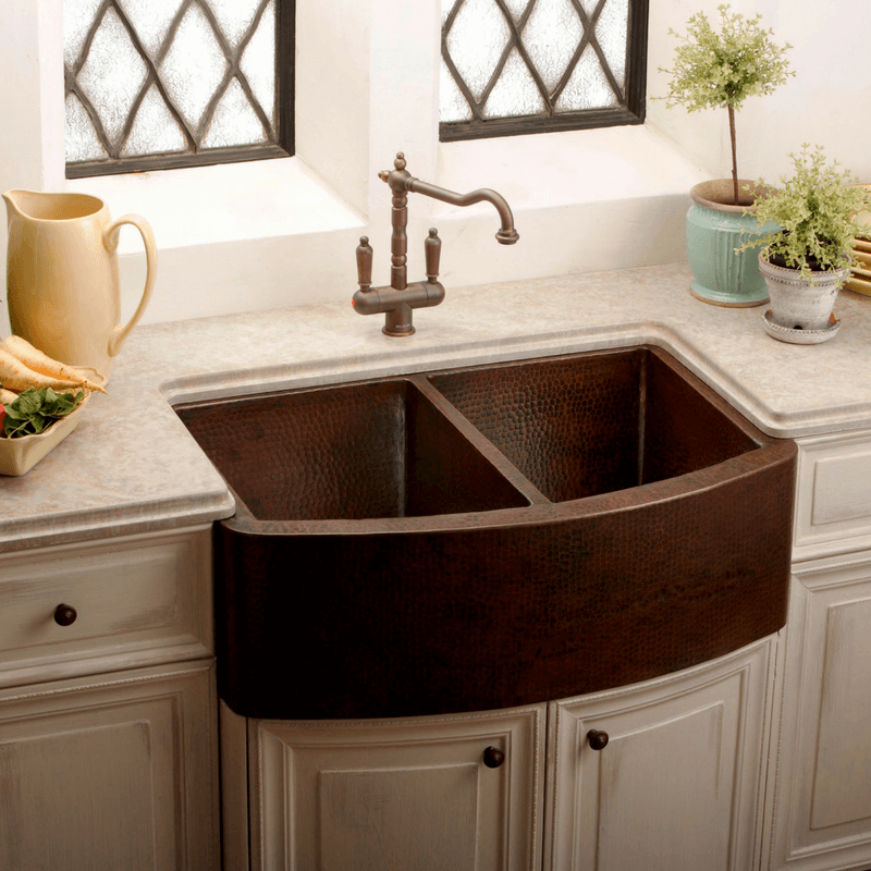 Copper Farmhouse Sinks With Rounded Apron