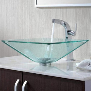 Green Pyramid Glass Vessel Sink | Reflections Granite & Marble