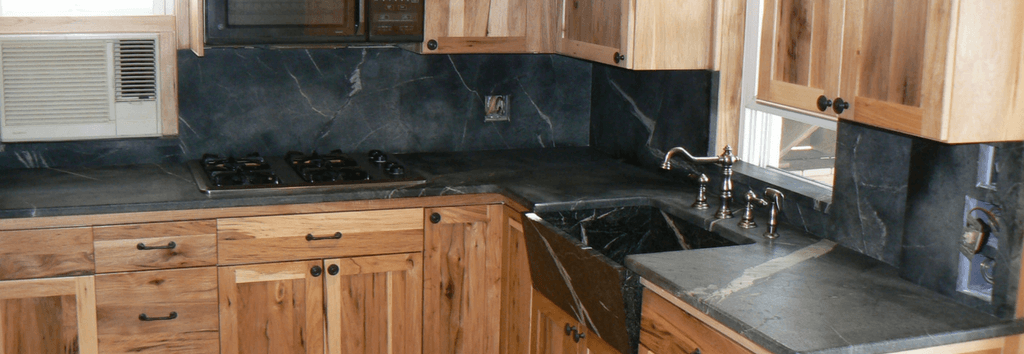 Soapstone Counter Apron Farmhouse Sink and Backsplash | Reflections Granite & Marble